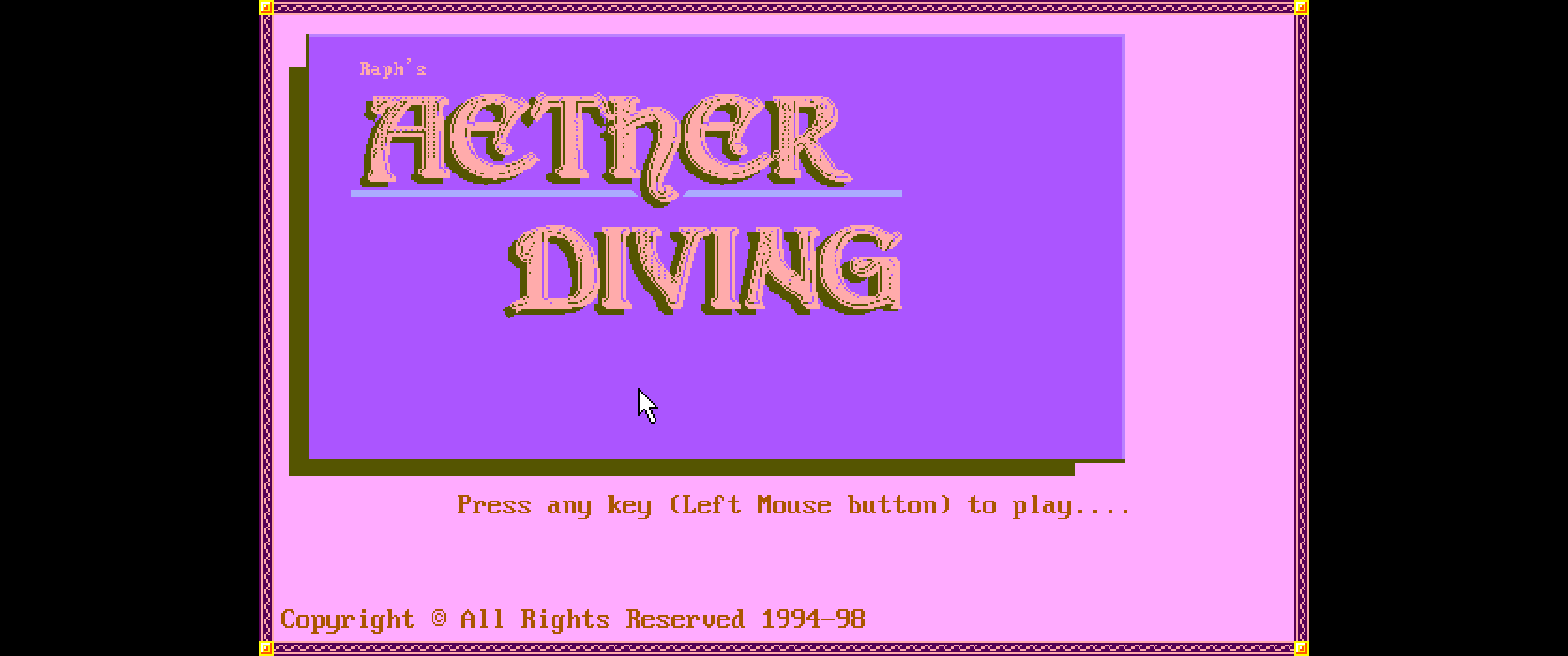 Title screen for the game "Aether Diving"