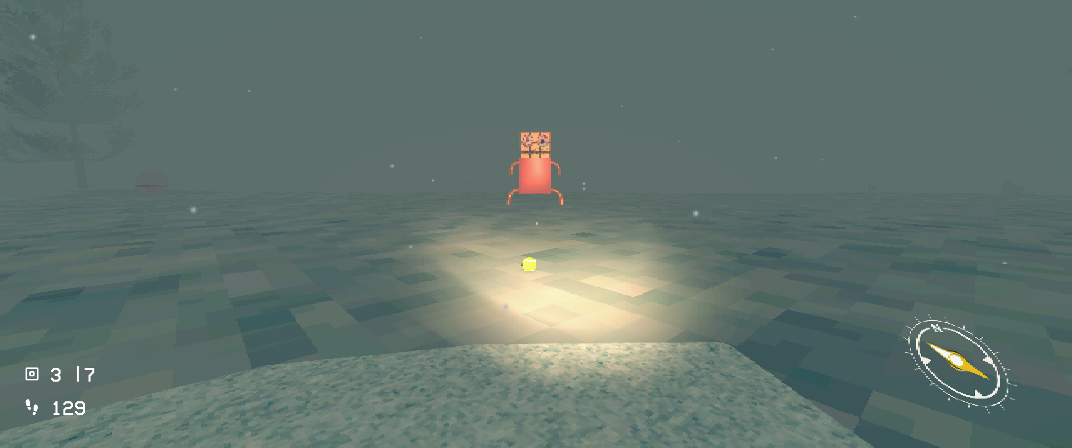 A monster caught in a flashlight